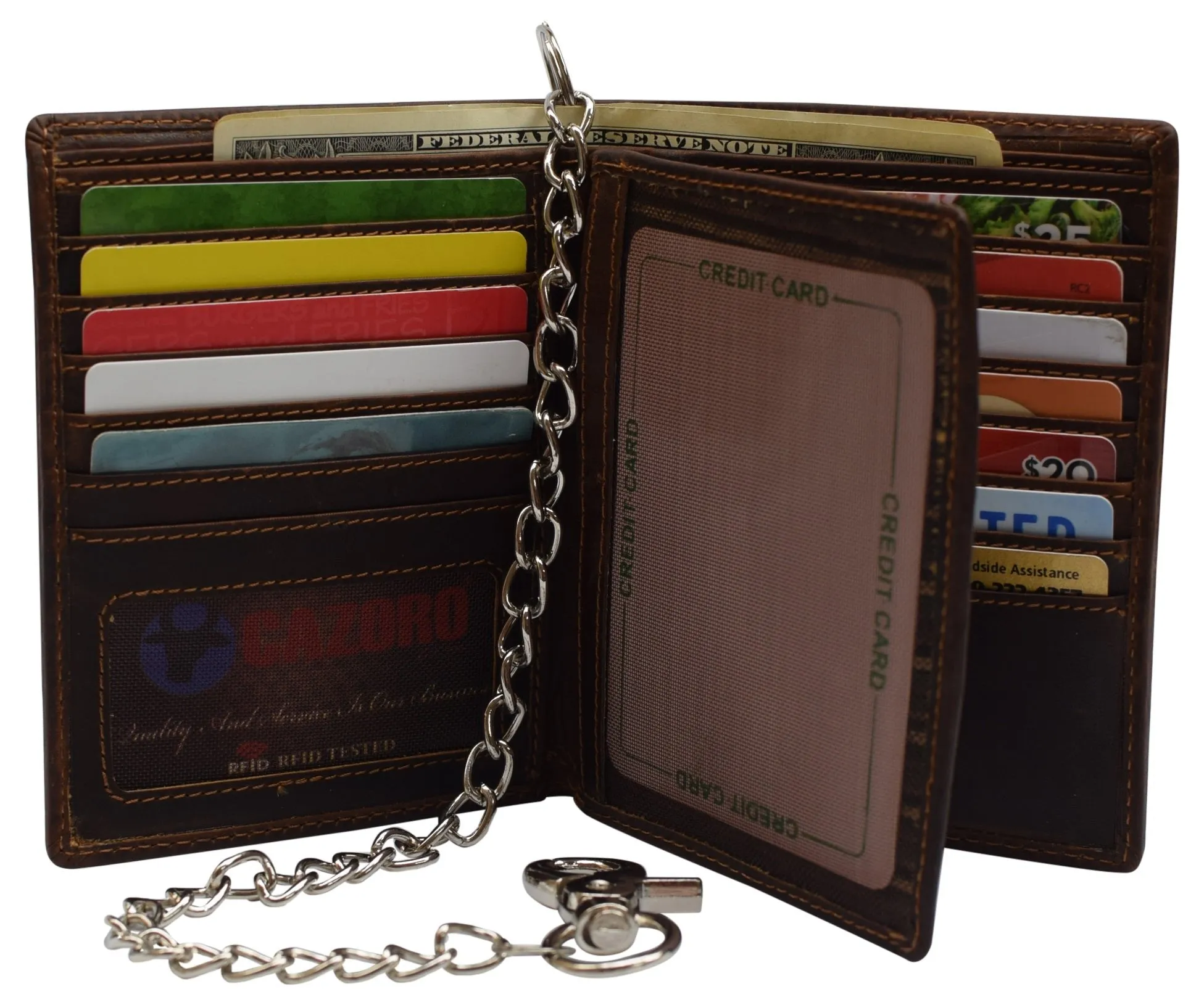 Special Price Offer Rfid Blocking Bifold Hipster Multi Credit Card Id Holder Biker Chain Wallet Vintage Leather