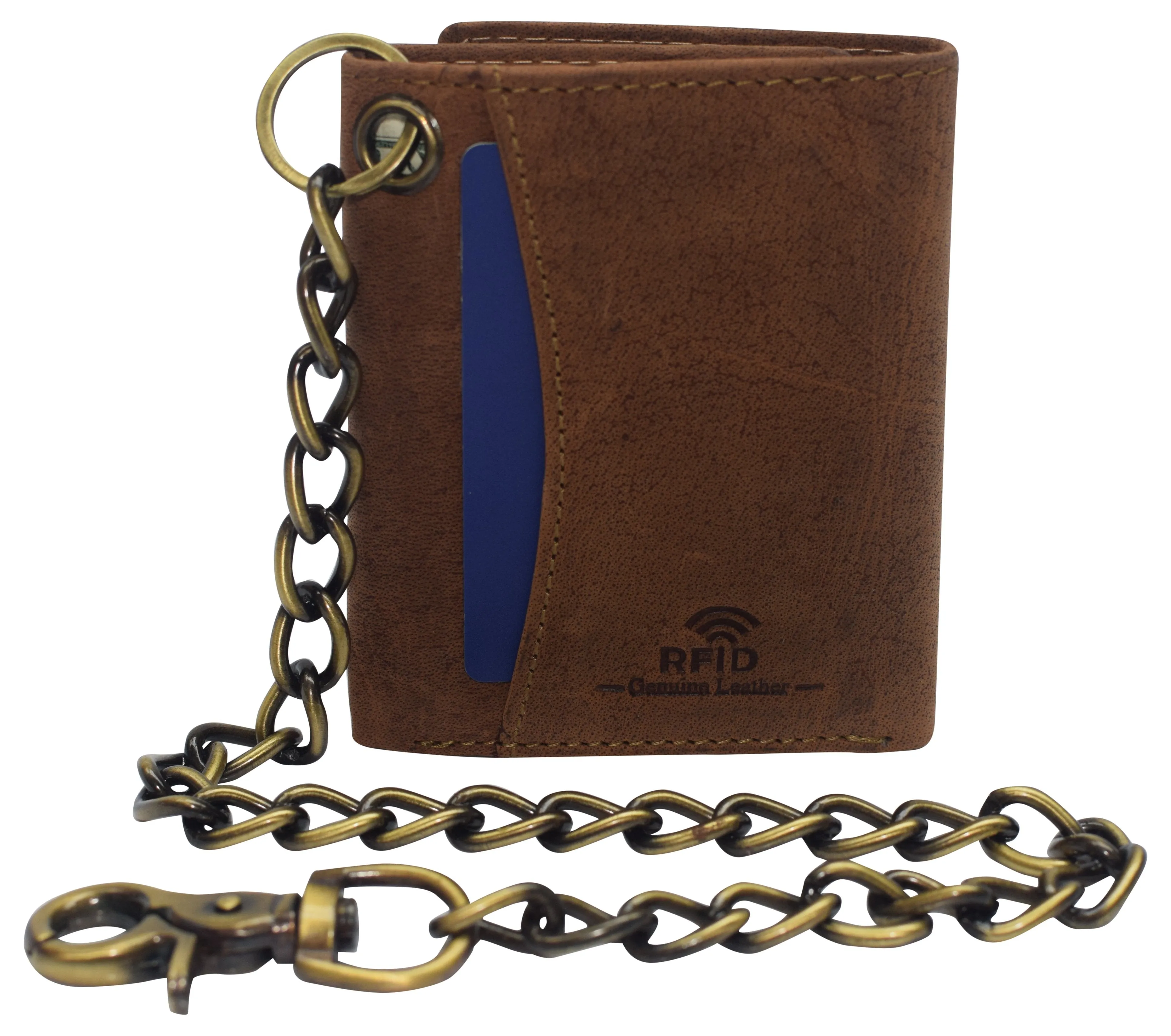 Cazoro Crazy Horse Leather Rfid Trifold Chain Wallet Men'S Shop Todays Picks Mega Savings Now
