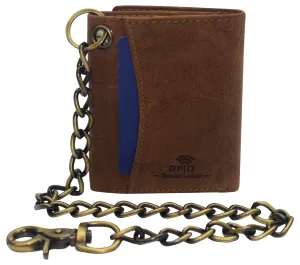 Cazoro Crazy Horse Leather Rfid Trifold Chain Wallet Men'S Shop Todays Picks Mega Savings Now