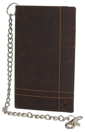 Rfid Blocking Bifold Vintage Leather Credit Card Id Holder Long Steel Chain Wallet Hot Pick Online Online Exclusive Savings