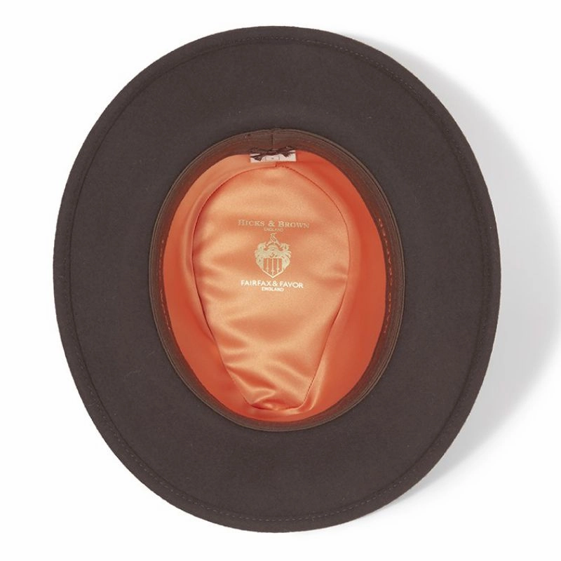 Big Price Drop Todays Steal Hicks & Brown X Fairfax & Favor Waveney Ladies Fedora - Dark Brown