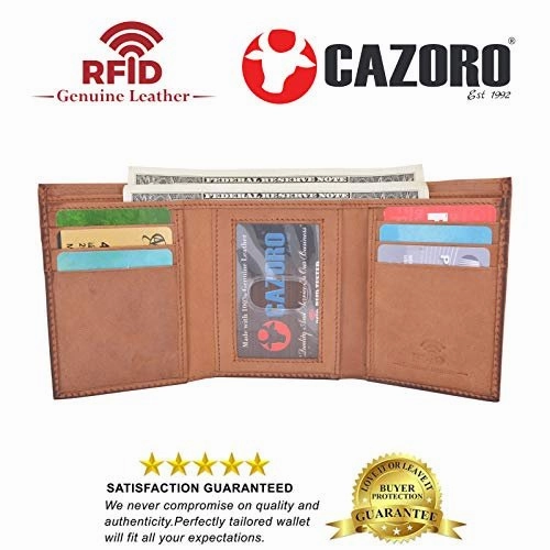Cazoro Slim Rfid Wallets For Men Genuine Leather Front Pocket Trifold Wallet Online Exclusive Deal