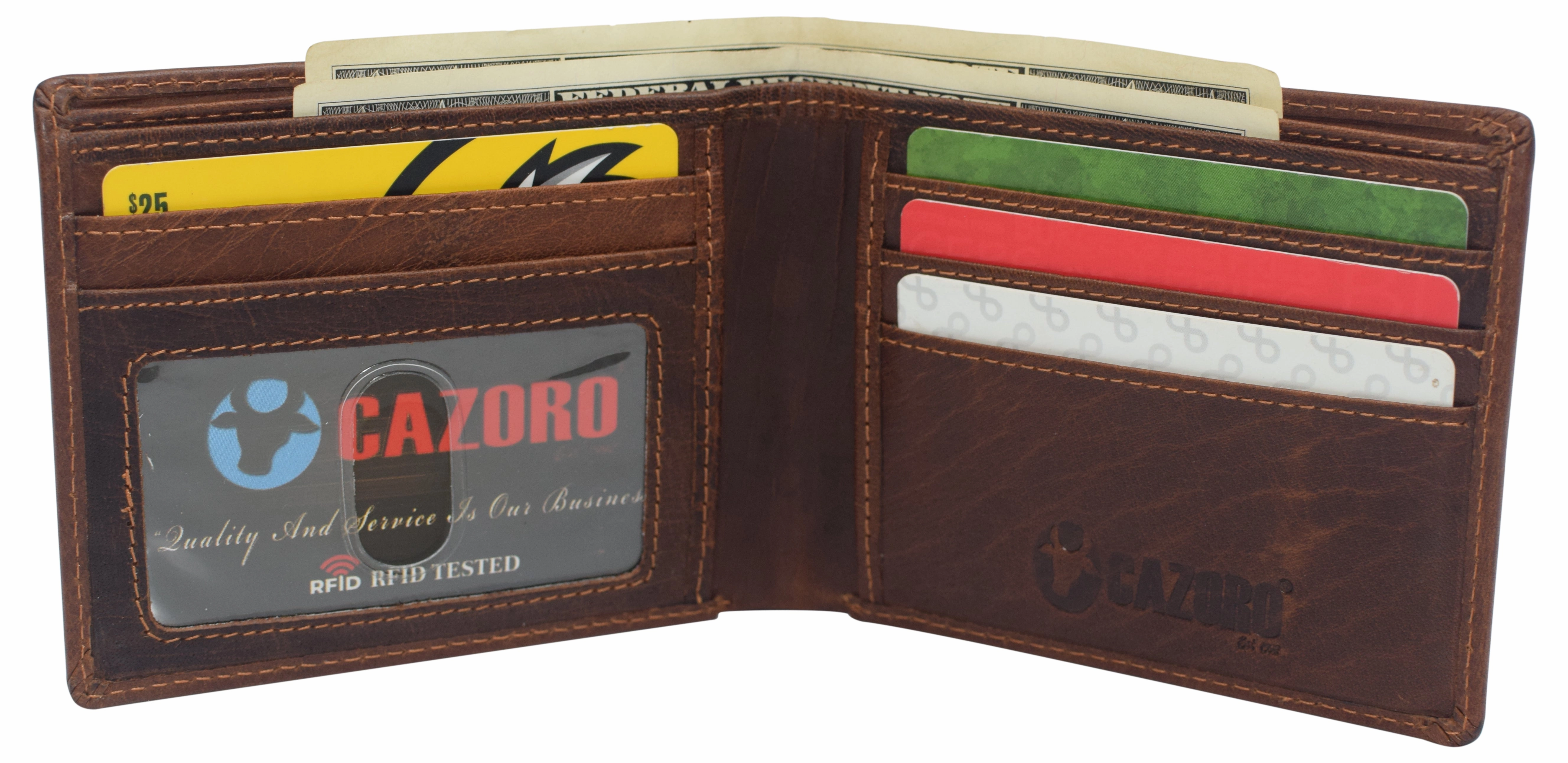 Hot Picks Today Real Leather Mens Slim Bifold Wallet Rfid Blocking Front Pocket Wallets For Men