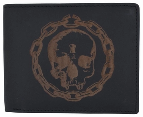 Genuine Leather Rfid Chain Skull Printed Logo Credit Card Id Mens Bifold Wallet Hot Offer Ending Soon Mega Savings Now