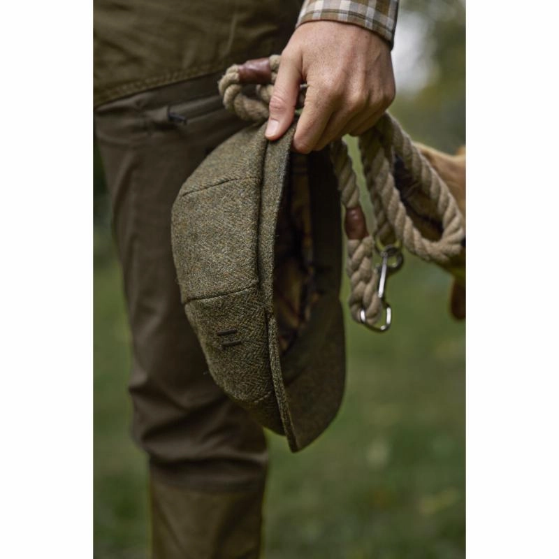 Flash Sale Alert Hot Clearance Now Harkila Kenmore Classic Mens Tweed Bakerboy Cap - Forest Green/Herringbone