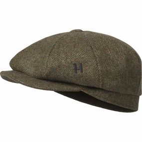 Dont Miss This Offer Special Deals Online Harkila Kenmore Classic Mens Tweed Bakerboy Cap - Forest Green/Herringbone