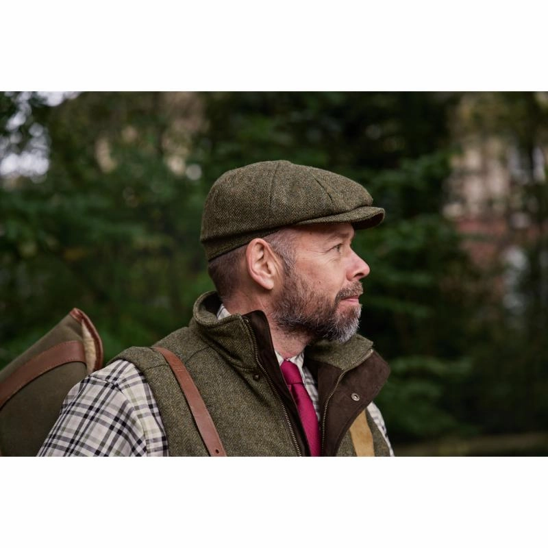 Todays Special Picks MustHave Deals Harkila Kenmore Classic Mens Tweed Bakerboy Cap - Forest Green/Herringbone