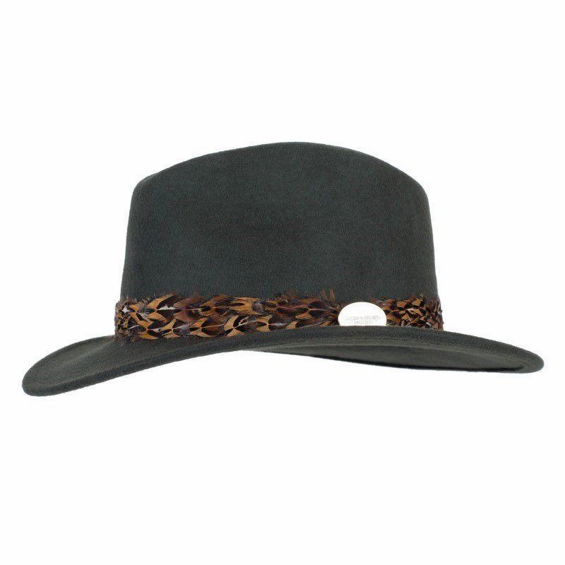 Hicks & Brown Suffolk Bronze Feather Wrap Fedora Hat - Olive Online Exclusive Savings Dont Miss This Steal