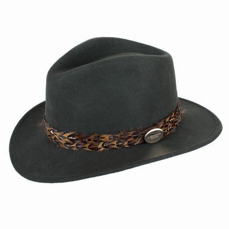 Hot Deal Alert Special Price Offer Hicks & Brown Suffolk Bronze Feather Wrap Fedora Hat - Olive