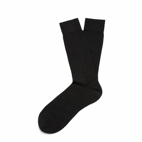 Sunspel Merino Wool Ribbed Socks Black MustHave Clearance