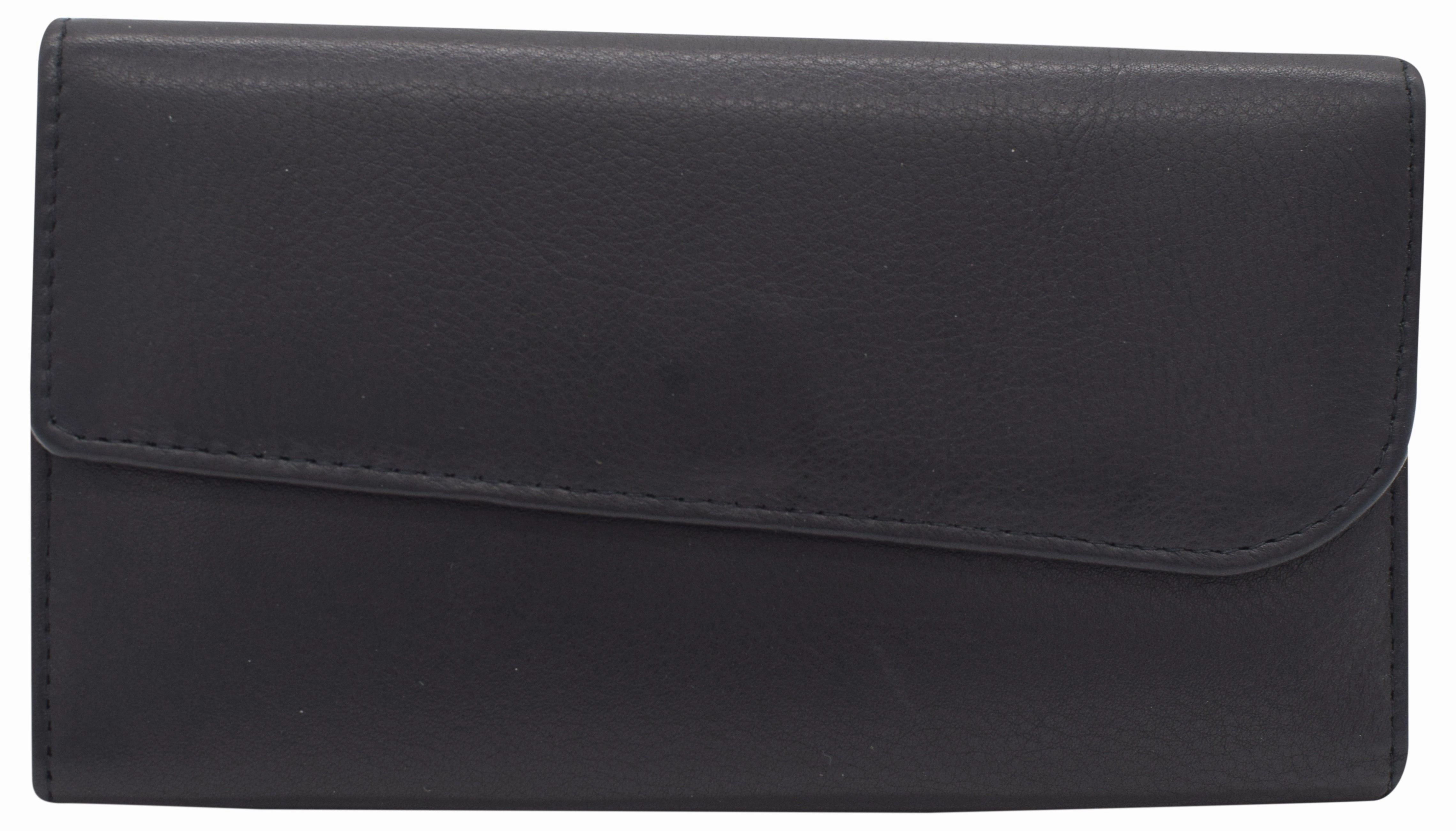 Clearance Event Alert Women'S Genuine Leather Rfid Trifold Checkbook Slim Wallet For Ladies