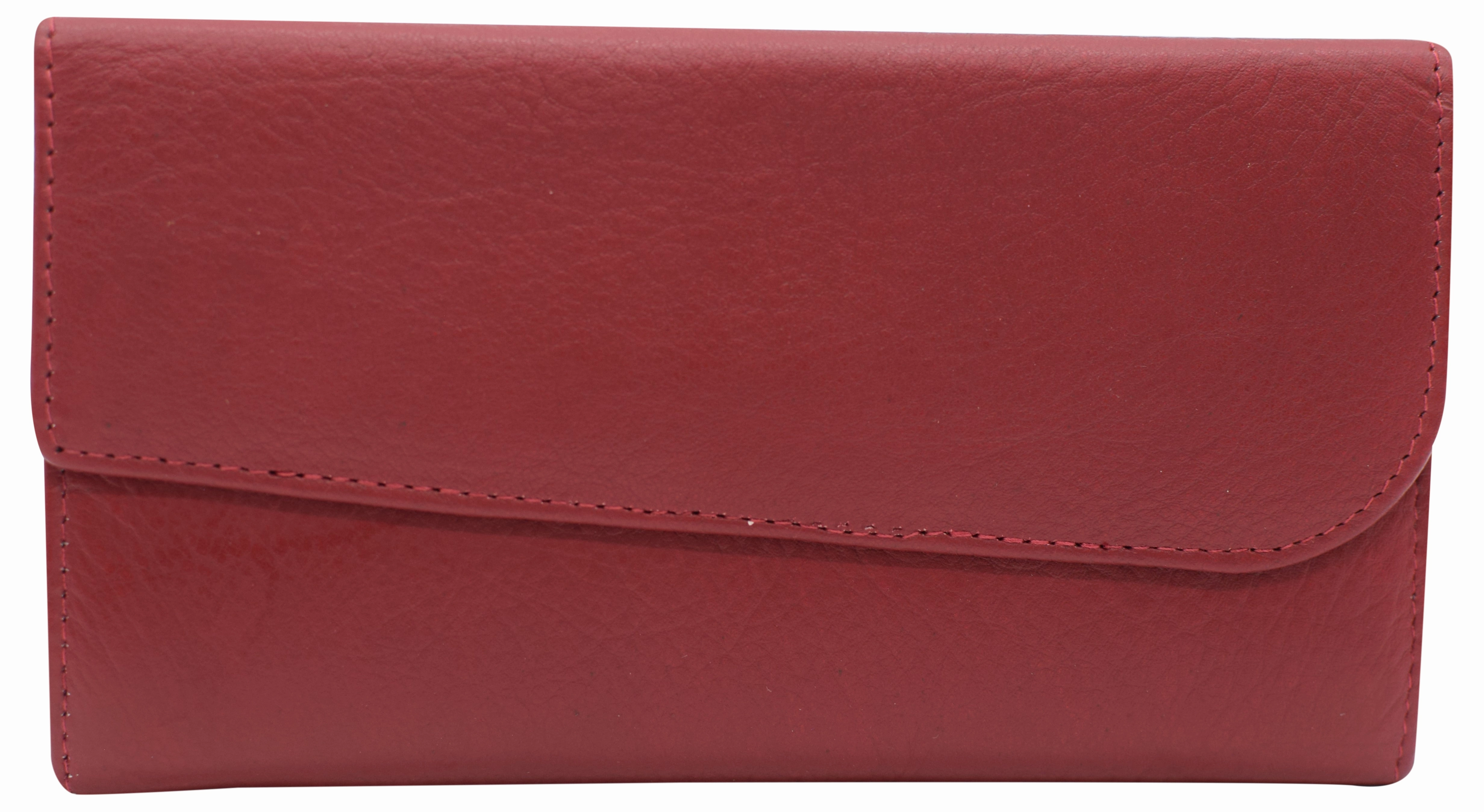 Shop Todays Picks Women'S Genuine Leather Rfid Trifold Checkbook Slim Wallet For Ladies