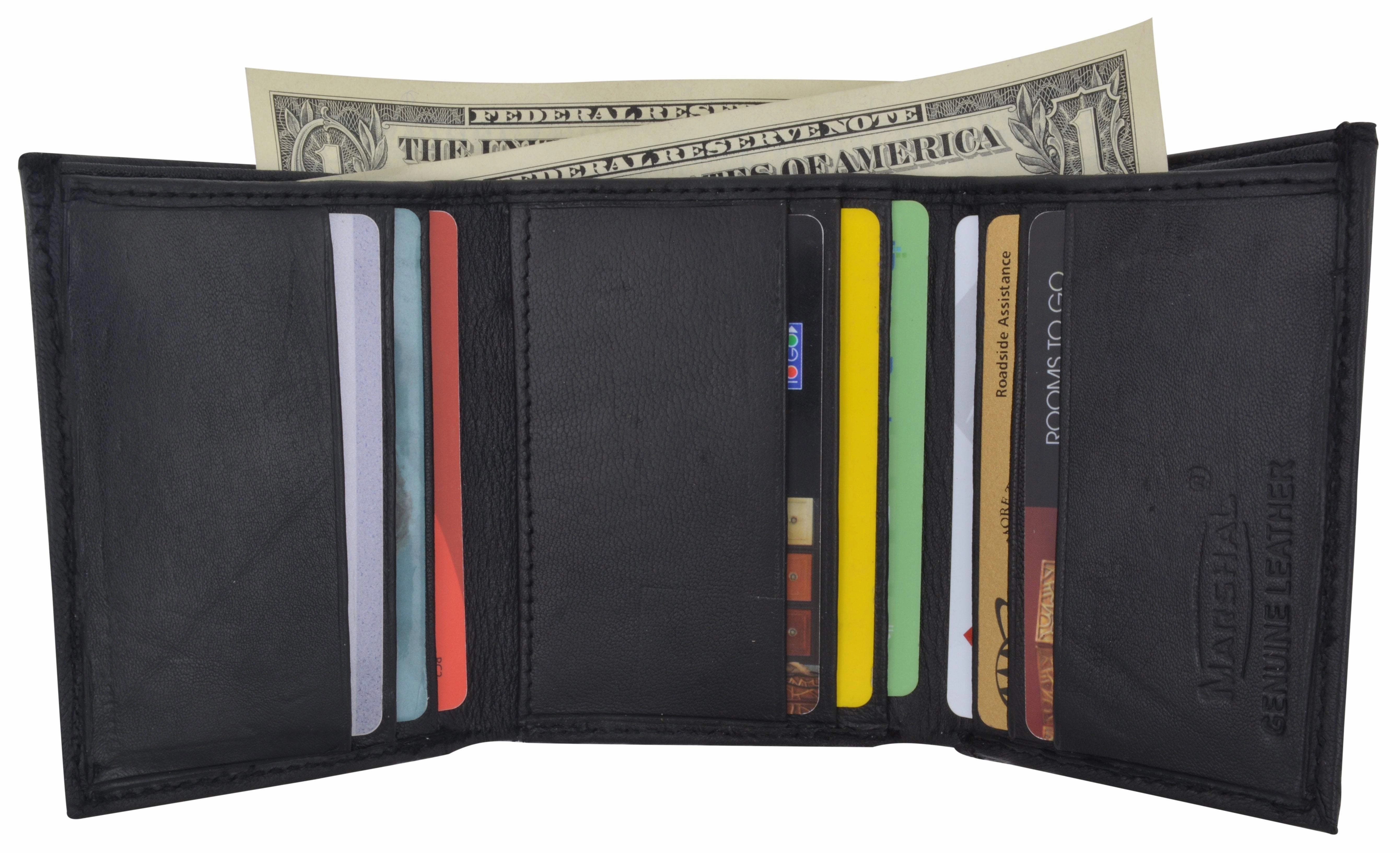 Trifold Mens Leather Wallet W/2 Outside Id Windows 3655 Shop Save Today