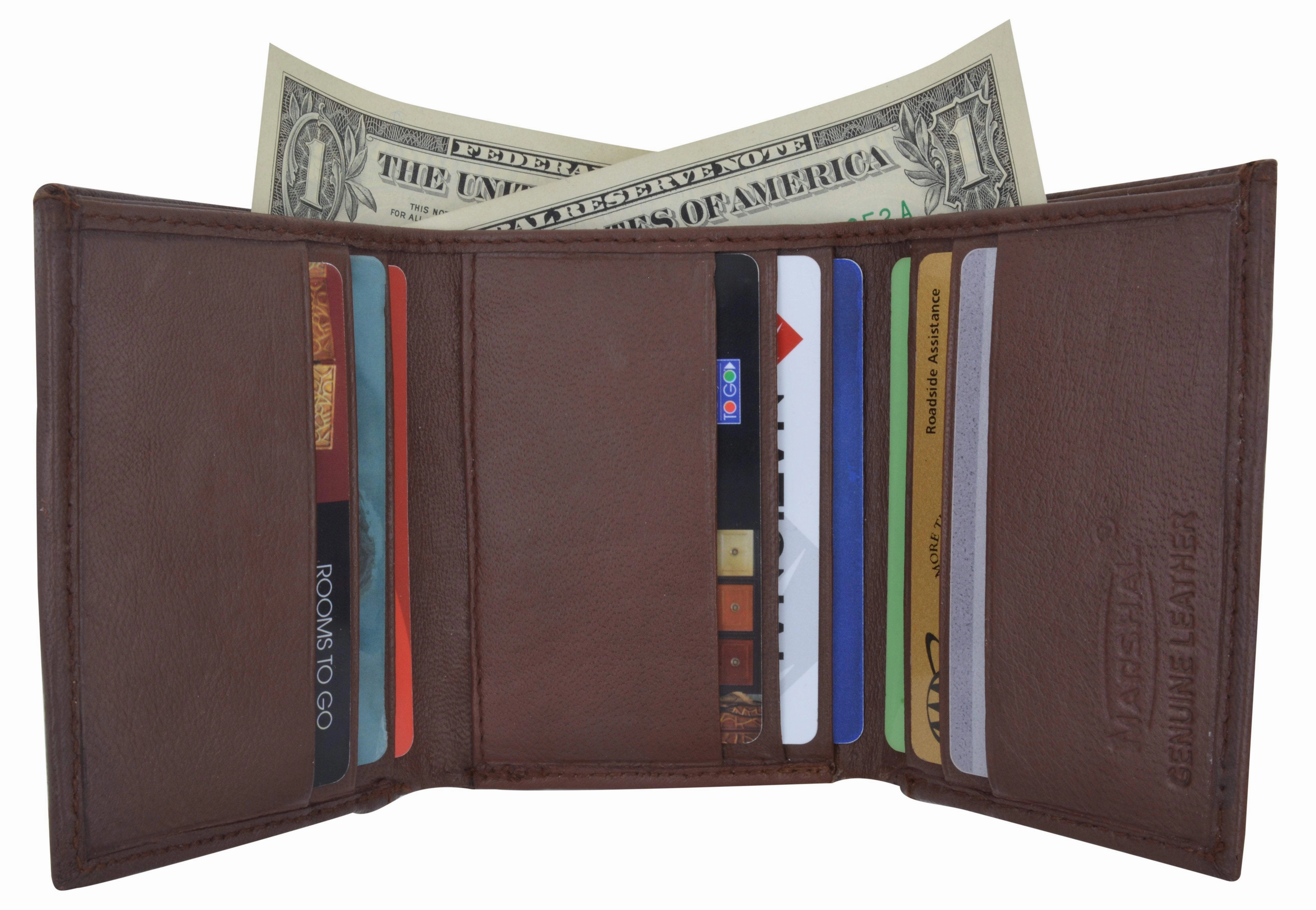 Trifold Mens Leather Wallet W/2 Outside Id Windows 3655 Instant Savings Deal