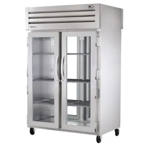 True STG2RPT-2G-2G-HC 52 3/5" Two Section Pass Thru Refrigerator, (2) Left/Right Hinge Glass Doors, 115v