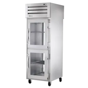 True STR1RPT-2HG-1G-HC 27 1/2" One Section Pass Thru Refrigerator, (2) Right Hinge Glass Doors, 115v