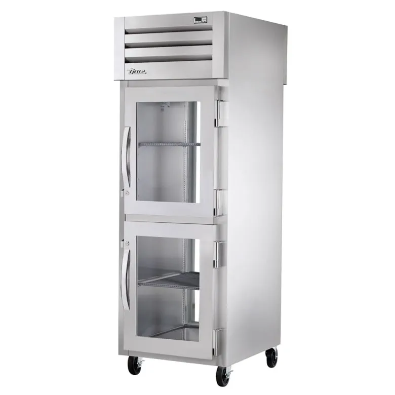 True STR1RPT-2HG-1G-HC 27 1/2" One Section Pass Thru Refrigerator, (2) Right Hinge Glass Doors, 115v