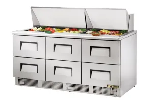 True TFP-72-30M-D-6, Commercial 72" Sandwich/Salad Prep Table w/ Refrigerated Base, 115v