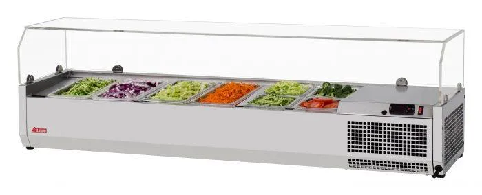 Turbo Air - CTST-1500G-13-N, Commercial E-Line Countertop Salad Table, with clear hood, 59??L