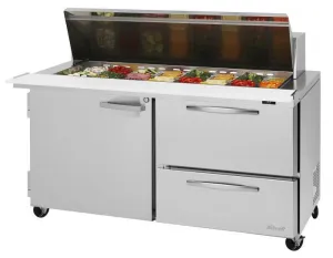 Turbo Air - PST-60-24-D2R-N, Commercial PRO Series Mega Top Sandwich/Salad Prep Table, two-section