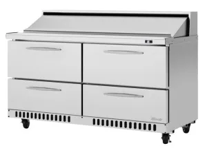 Turbo Air - PST-60-D4-FB-N, Commercial PRO Series Sandwich/Salad Prep Table, Front Breathing airflow, two-section, 14.8 cu. ft.