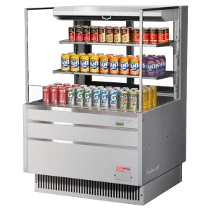 Turbo Air - TOM-36L-UFD-S-3S-N, Commercial Open Display Case Horizontal, Low profile with glass side panels Refrigerator