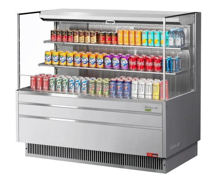 Turbo Air - TOM-60L-UF-S-3S-N, 58-3/4"L Low Profile Glass Side Panel, 2 shelves - European Straight / Stainless Steel