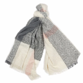 Barbour Plaid Boucle Wrap Ecru / Pine / Grey Steal Todays Offer