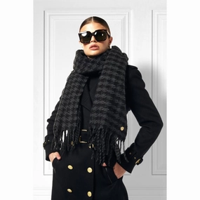 Instant Savings Inside Special Offer Inside Holland Cooper Chelsea Ladies Scarf - Grey Houndstooth