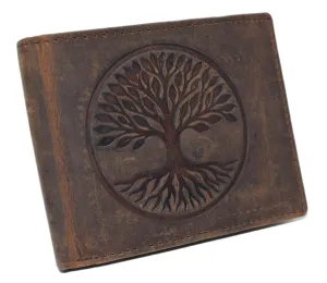 Hot Offer Inside Vintage Leather Rfid Protected Men'S Bifold Wallet With Tree Of Life Design (Brown)
