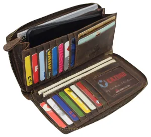 Vintage Leather Wallets For Women Rfid Blocking Zip Around Credit Card Holder Phone Wristlet Clutch Price Drop Alert