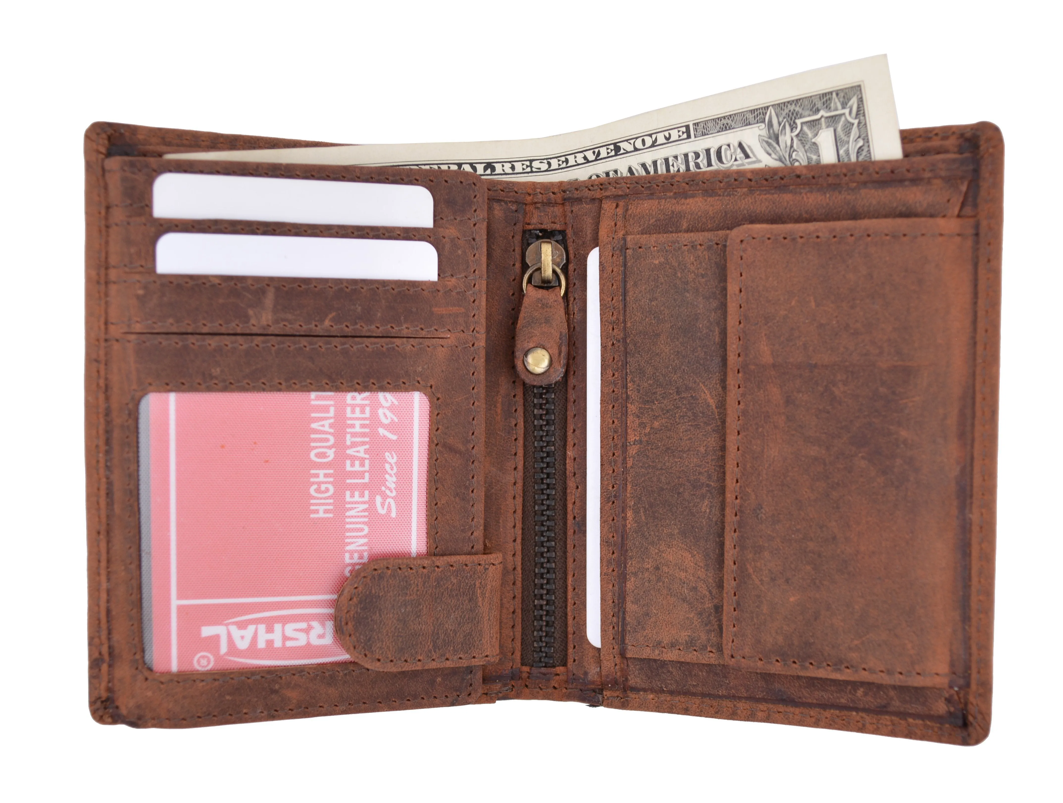MustHave Deal Surprise Offer Now Vintage Look Genuine Leather Rfid Blocking European Style Bifold Trifold Wallet With Id Window Rfid518Htc