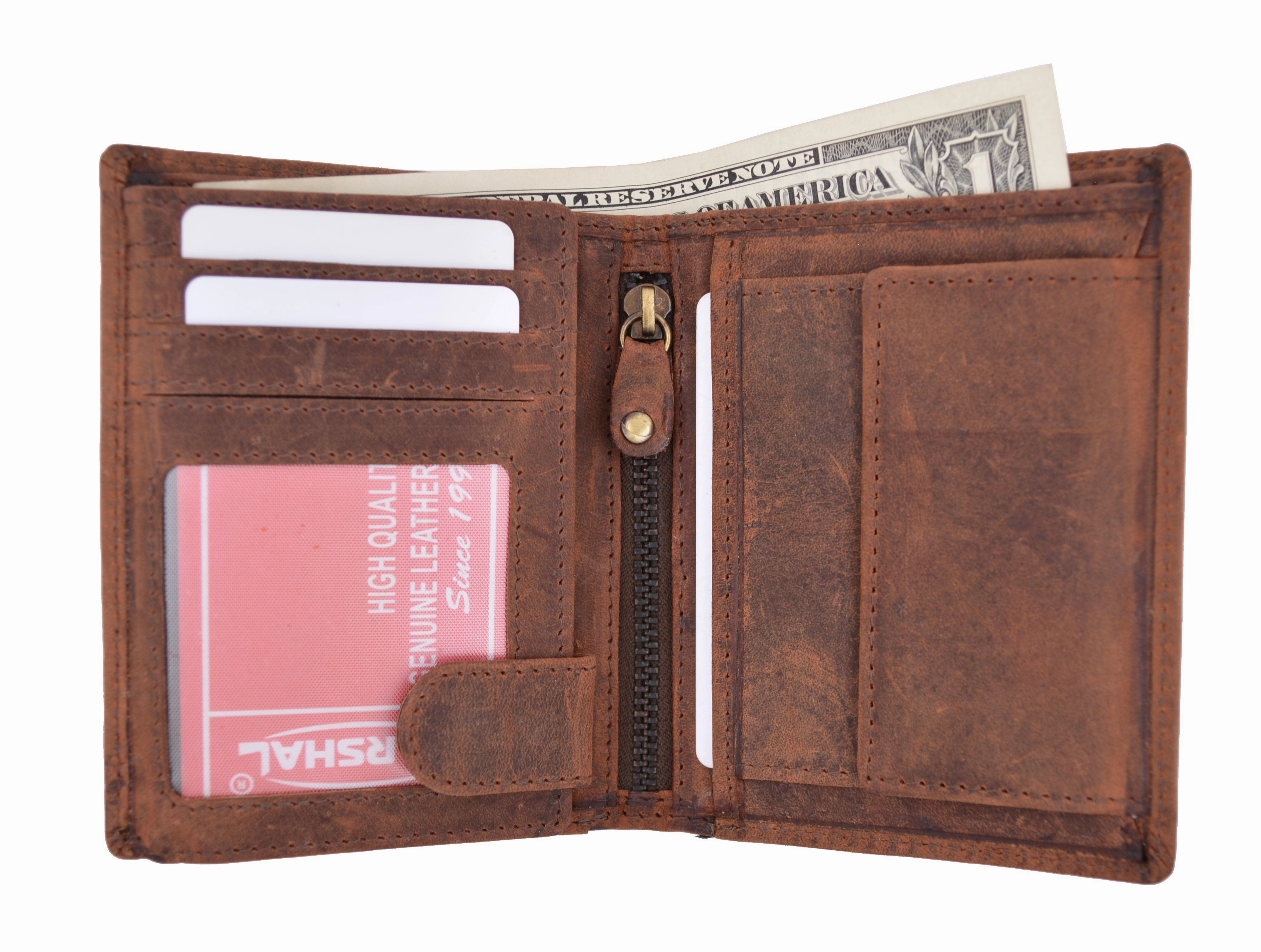 MustHave Deal Surprise Offer Now Vintage Look Genuine Leather Rfid Blocking European Style Bifold Trifold Wallet With Id Window Rfid518Htc