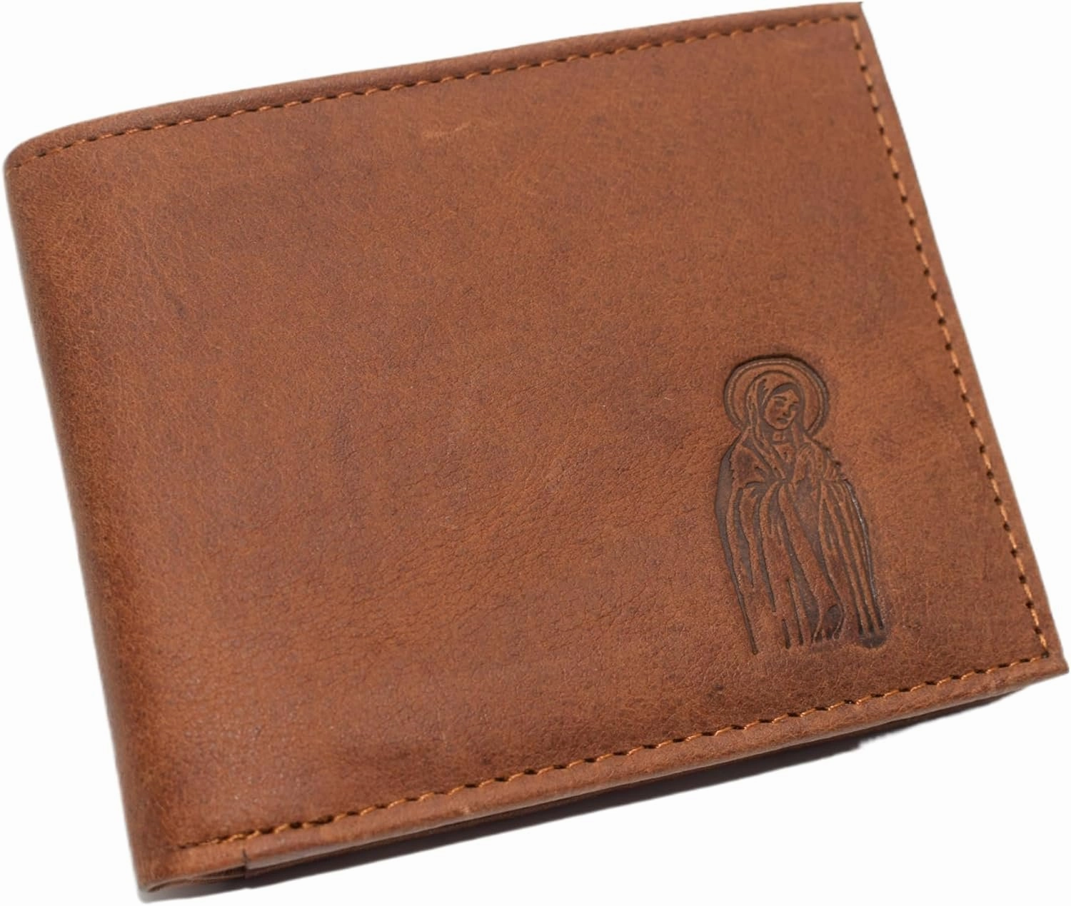 Clearance Steal Today Biggest Savings Now Virgin Mary Genuine Leather Bifold Trifold Wallet Rfid Blocking Wallets For Men (Bifold)
