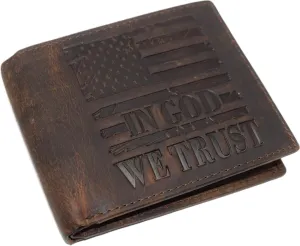 Distressed Vintage Leather Patriotic American Flag Wallet - Western Style In God We Trust Rfid Blocking Leather Us Flag Men'S Bifold Wallet (Vintage Black) Shop Save Big
