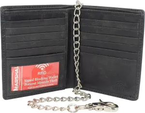 Rfid Blocking Vintage Leather Slim Hipster Bifold Biker Long Chain Wallet For Men (Brown) Daily Deal Frenzy Today Only Hot Sale