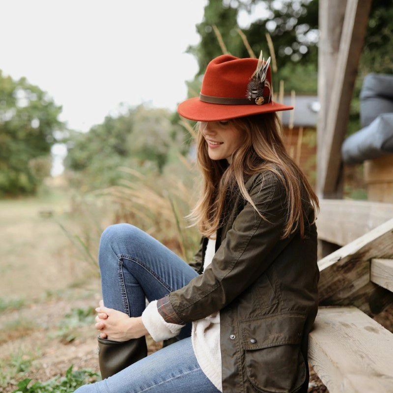 Shop Save Today Today Only Discount Hicks & Brown Suffolk Fawn Feather Fedora Hat - Cinnamon