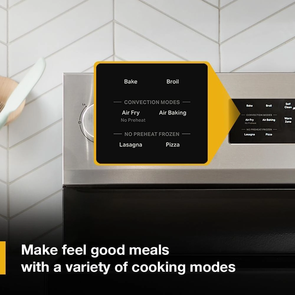 Whirlpool WFES5030RV 30-Inch Energy Star Electric Range With Air Cooking Technology, No Preheat Air Fry And Air Baking And Self Clean