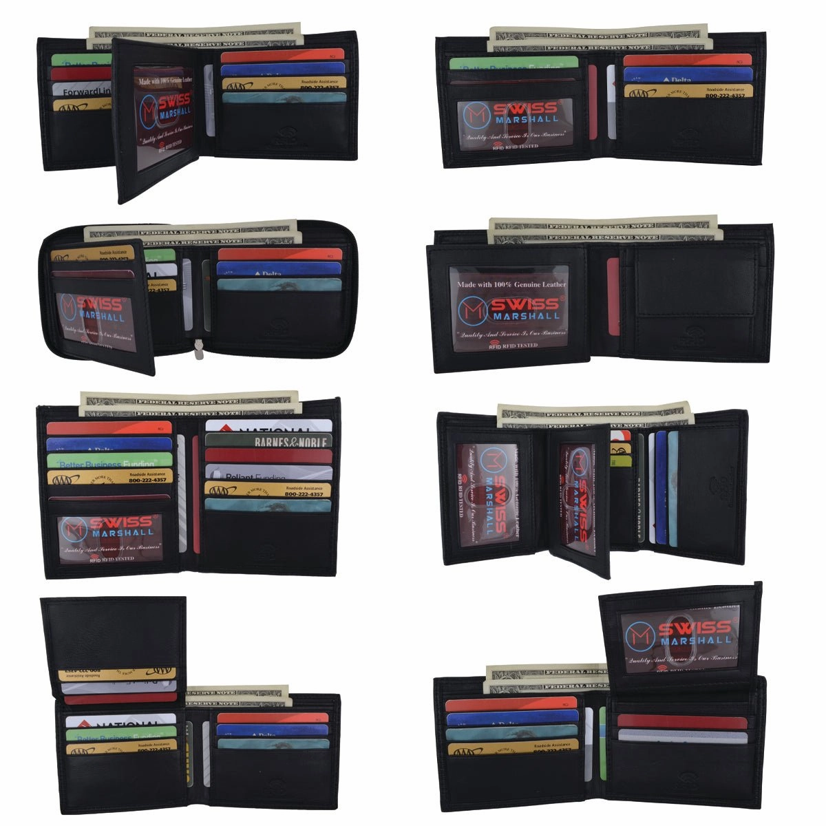 Clearance Event Today Wholesale Rfid Mens Black Premium Leather Bifold Trifold Assorted Wallets