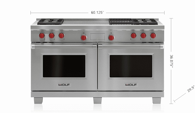 Wolf DF604CFLP 60" Dual Fuel Range - 4 Burners, Infrared Charbroiler And French Top