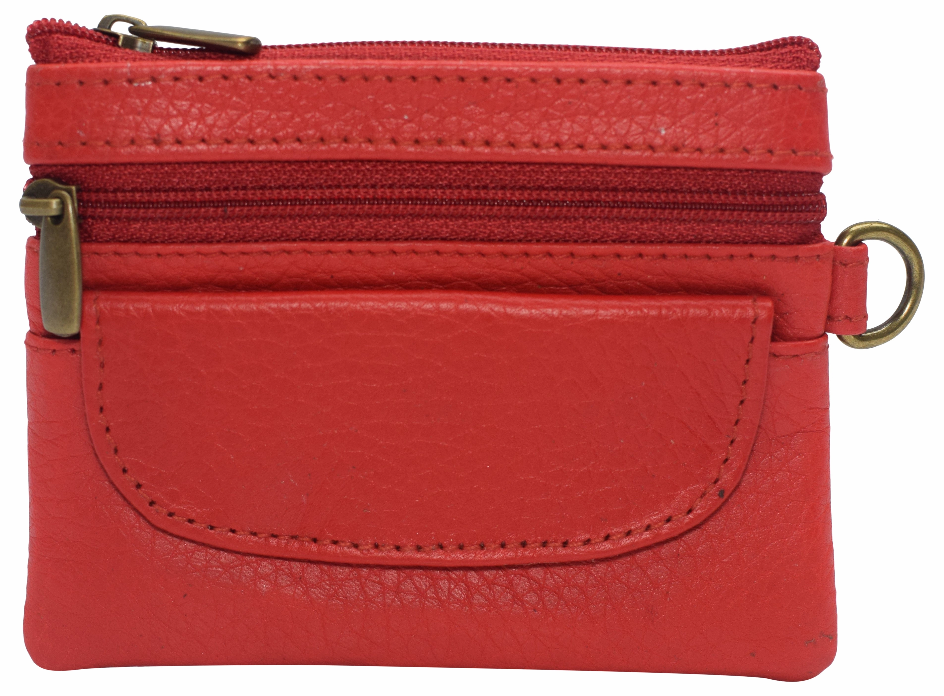 Women Genuine Leather Triple Zipper Small Wallet Change Coin Purse Holder With Front Snap Pocket Flash Sale Alert