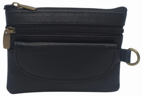 Women Genuine Leather Triple Zipper Small Wallet Change Coin Purse Holder With Front Snap Pocket Daily Clearance Deal Grab the Deal Now