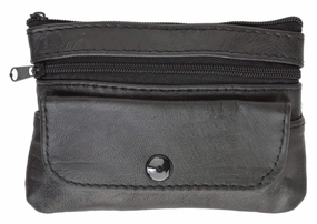 Women'S Black Genuine Leather Coin Change Purse W/ Key Rind & Snap Pocket Hot Offer Ending Soon Instant Hot Deal