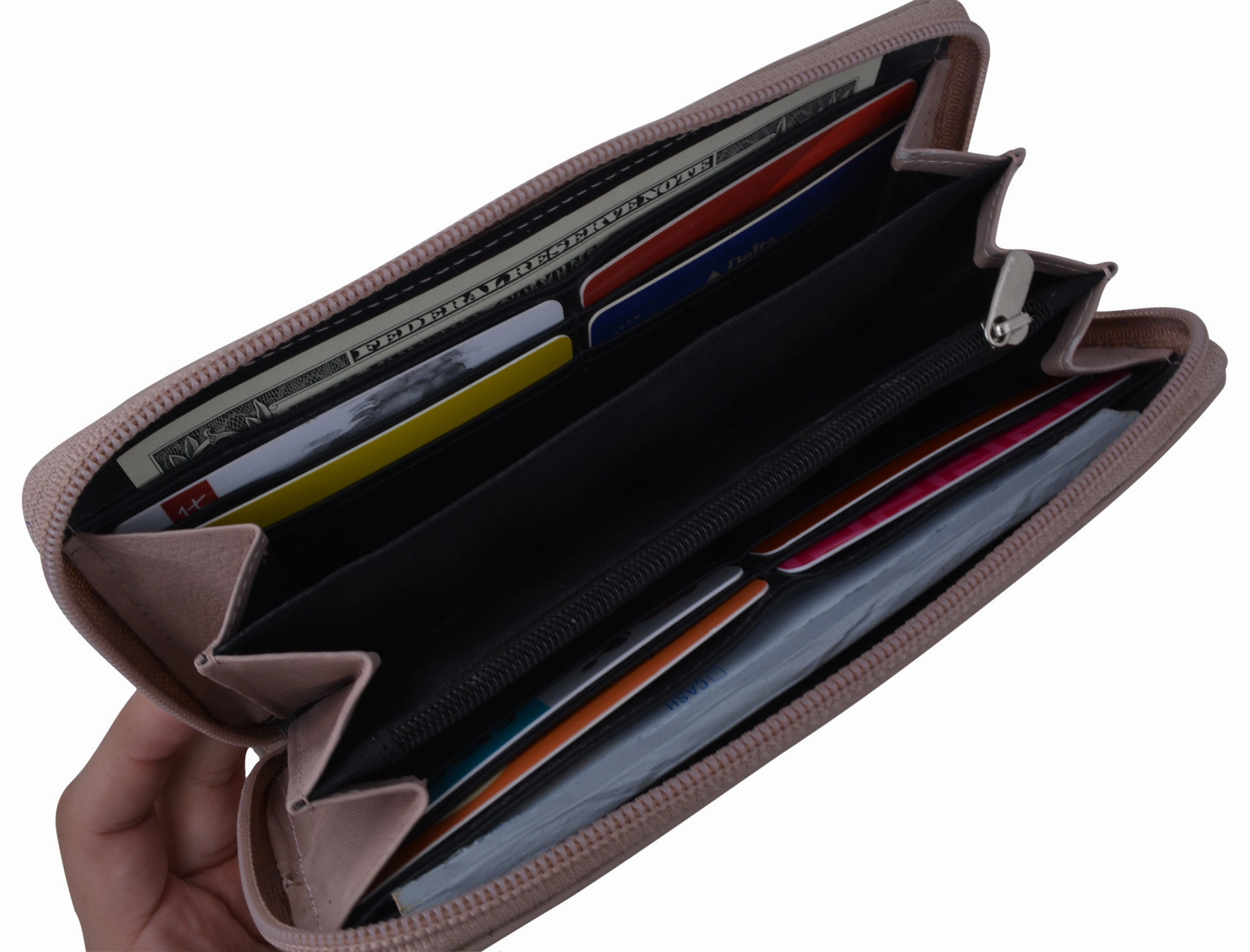 Women'S Zip Around Wallet And Phone Clutch - Leather Rfid Blocking With Card Holder Organizer Save Big Today