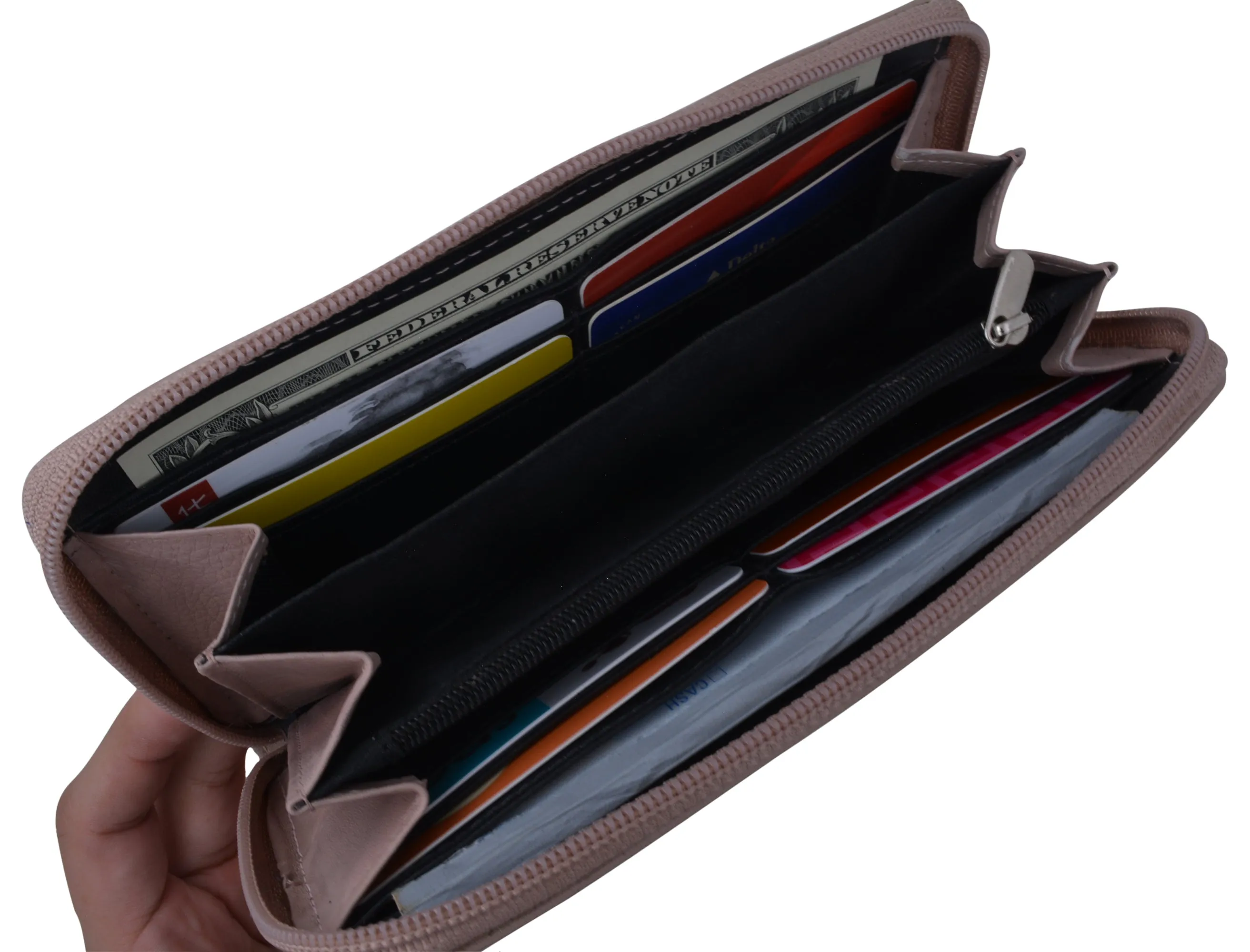 Women'S Zip Around Wallet And Phone Clutch - Leather Rfid Blocking With Card Holder Organizer Save Big Today