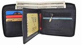 Zip-Around Men'S Genuine Leather Credit Card Id Holder Bifold Zippered Wallet Grab It Now Steal Todays Offer