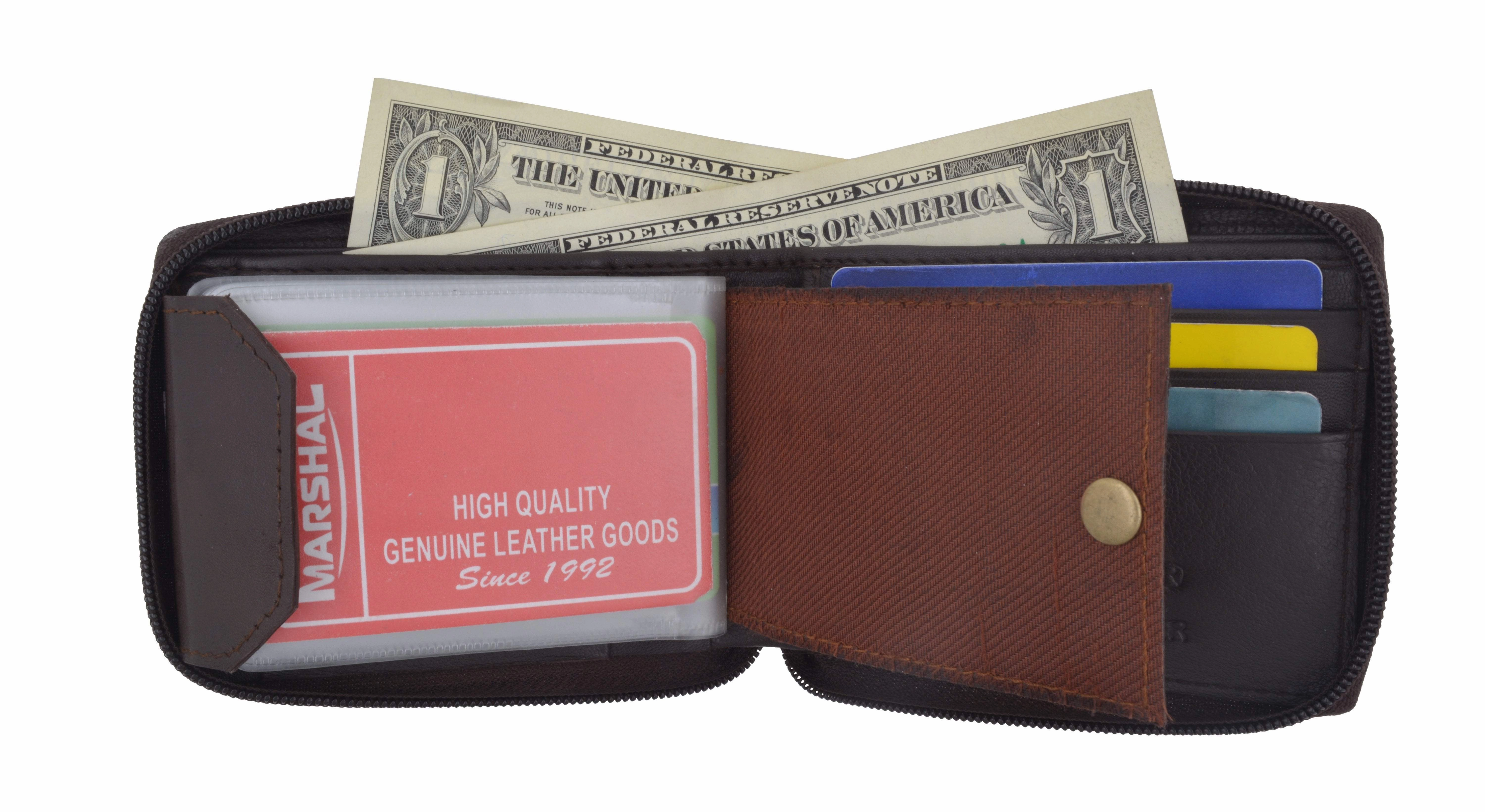Zippered Bifold Leather Wallet W/Removable Plastic Inserts In Leather Casing W/Snap Enclosure 56 Save Today Event Flash Offer Today