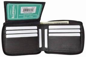 Zippered Bifold Men'S Wallet Deluxe Credit Card Flip Genuine Lamb Leather P 1256 (C) Save More Online