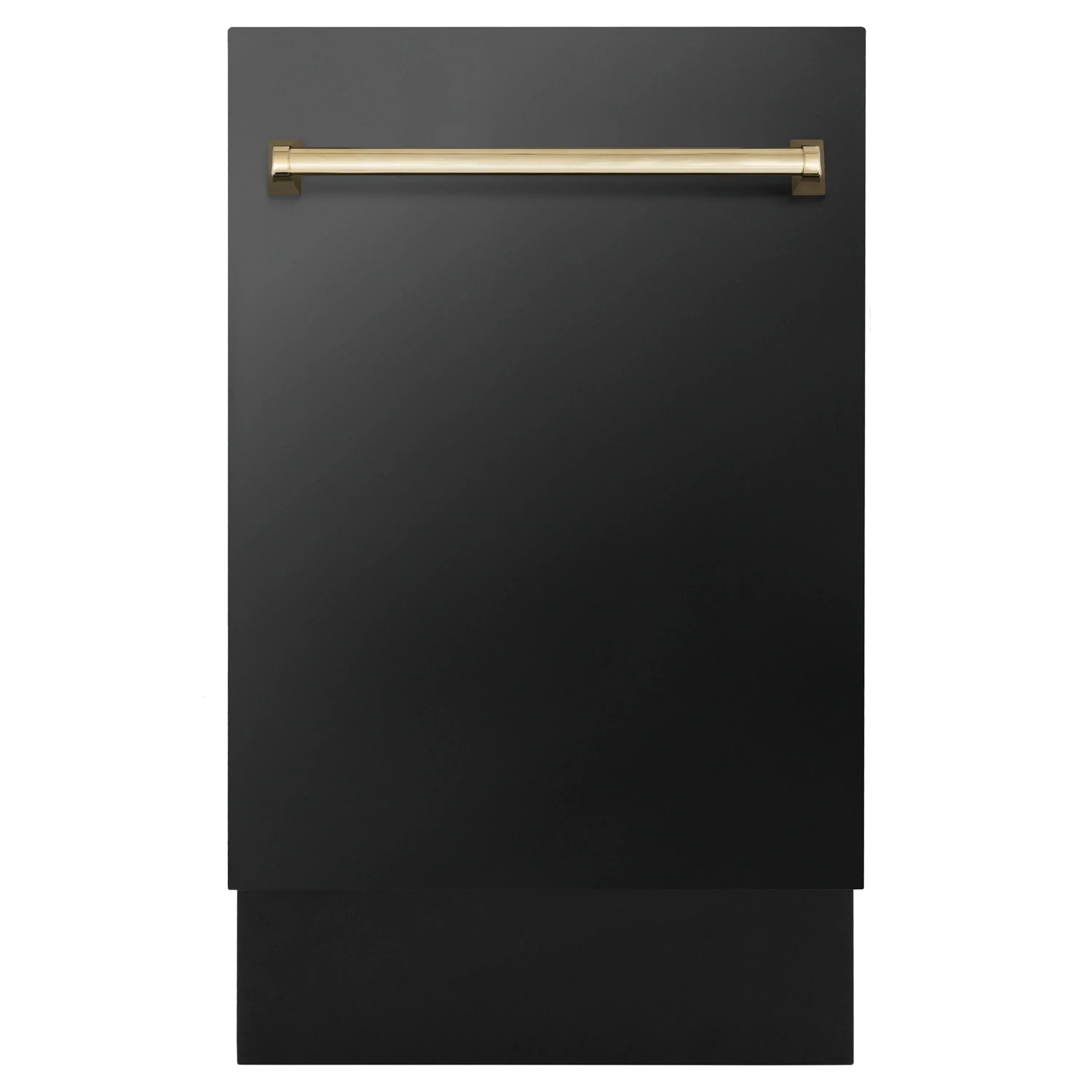 ZLINE 18-Inch Autograph Edition Tall Tub Dishwasher in Black Stainless Steel with Gold Handle (DWVZ-BS-18-G)