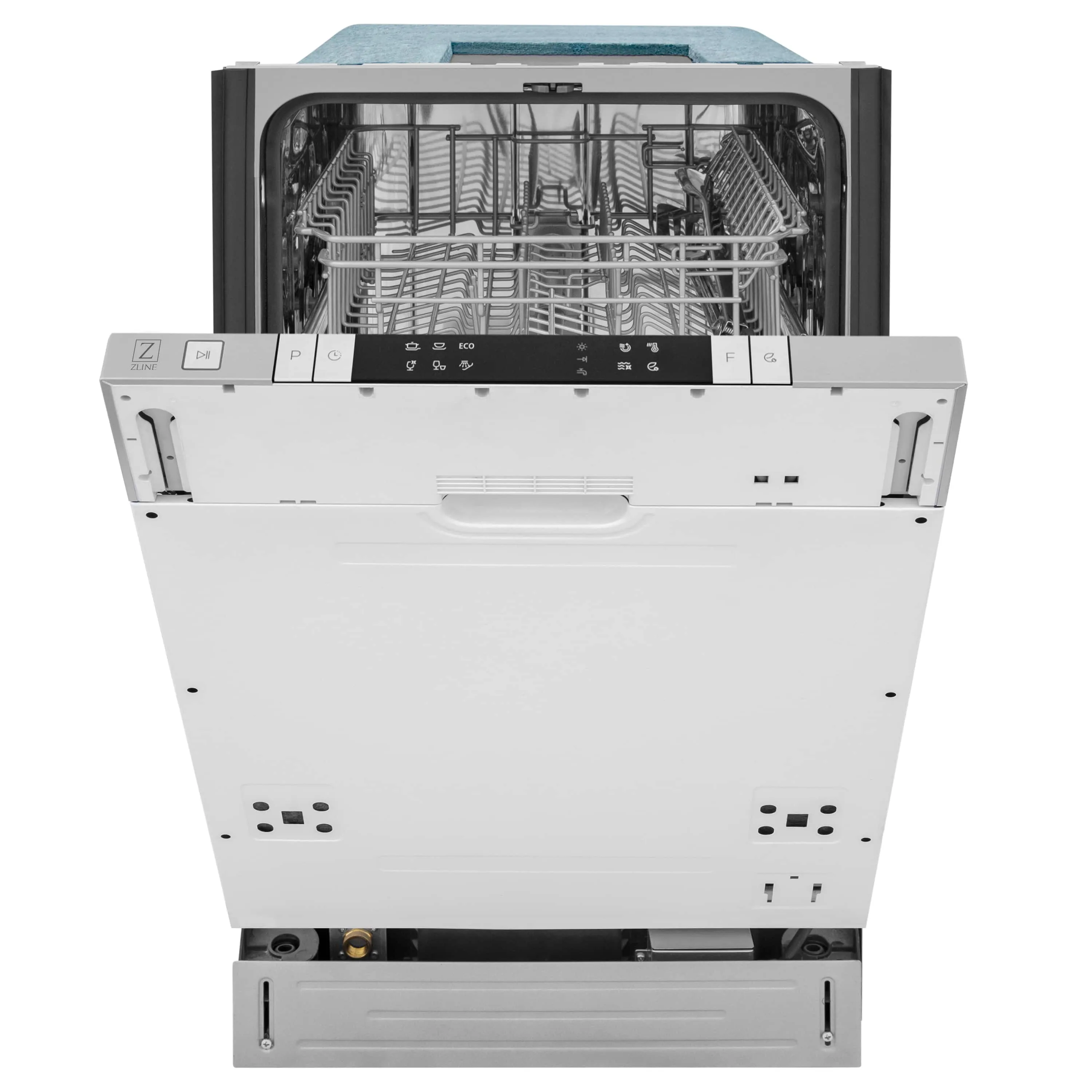 ZLINE 18-Inch Compact Black Stainless Steel Top Control Dishwasher with Stainless Steel Tub and Modern Style Handle, 40dBa (DW-BS-H-18)